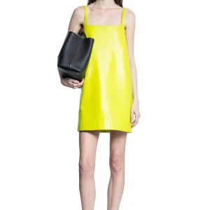 Shiny Leather A-Line Mini Dress