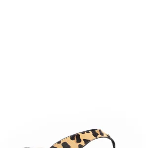 Flat Tong Mules in Leopard Calf Hair